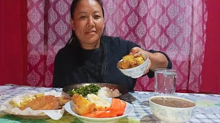 Mukbang with pork Bhat sabji Dal [upl. by Leta926]