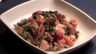 Recette  Blanquette de saumon au jambon de Parme et basilic par Bridélice [upl. by Ful62]