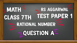 Math Class 8th Rs Aggarwal Test Paper 1 Question A [upl. by Ddarb]