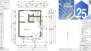 ArchiCAD 25 Tutorial How to start a simple ground frool plan for beginner Part A ArchiCAD A  Z [upl. by Eleirbag]