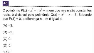 CFO PMSP  Barro Branco Questão 46  2022 Matemática  Polinômios [upl. by Aneerhs]