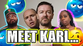 Ricky GervaisMeet Karl Pilkington REACTION HILARIOUSLY Awkward LOL [upl. by Carolan]