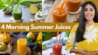 5 मिनट के अंदर बन जाने वाले 4 जूस रेसिपी  Healthy Morning Juices for Summer [upl. by Htes]