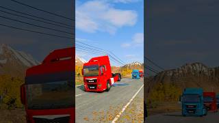 Red Mack Truck vs Giant Bollard Crash with BeamNGDrive shorts tranding beamngdrive viralshort [upl. by Web]