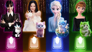 Cute Cats Dance  Wednesday Bloody Mary  Jisoo Flower  Elsa Enemy  Anna Dancin  Tiles Hop Songs [upl. by Esened]