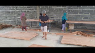 Cara repair veneer back dari jenis kayu keruing untuk permukaan plywood lokal [upl. by Atirihs813]