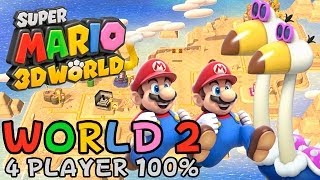 Super Mario 3D World  World 2 4Player 100 walkthrough [upl. by Antoni]