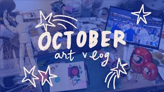 ੈ✩‧₊˚ october art vlog ੈ✩‧₊˚ midterms world series and family time [upl. by Isawk302]