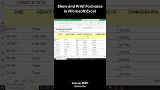 Show and Print Formulas in Excel Sheet Microsoft Excel Lesson excel learning microsoftexcel [upl. by Neiht]