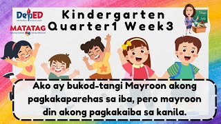 Quarter1 Week 3 Kindergarten MATATAG Curriculum [upl. by Esertak]