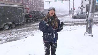 The Weather Channel Katie Tutrone reporting from Oswego NY [upl. by Dranyar773]