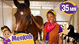 Horse Care Day with Cowgirl Meekah  Educational Videos for Kids  Blippi and Meekah Kids TV [upl. by Aciraa]