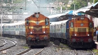 Chennai Express overtakes KarjatPune shuttle at Chinchwad [upl. by Barbi654]