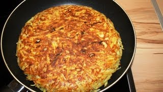 Rösti aus rohen Kartoffeln mit Hähnchenstreifen in ChampignonRahmsauce  Klimasch kocht [upl. by Evelunn]