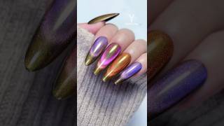 Gold mirror powdercat eye gel polish Click the link in the bio to shop yokefellow nails nailart [upl. by Anerol]