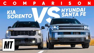 2024 Hyundai Santa Fe Calligraphy vs 2024 Kia Sorento XPro Comparison Test  MotorTrend [upl. by Peta985]