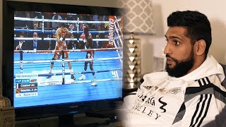 😳 Amir Khans reaction to Terence Crawfords brutal KO of Jose Benavidez [upl. by Row]