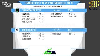 Cornwall Cricket League  Premier Division Round 5  Truro CC 1st XI v Callington CC 1st XI [upl. by Vahe676]