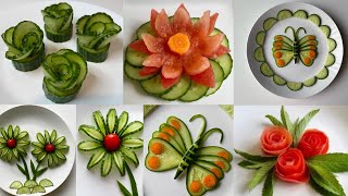 5 Super Salad Decoration ideas  Easy and Beautiful salad decoration  Tomato amp cucumber decoration [upl. by Salvidor]