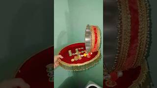 Karwa chauth thali decoration ideas at home simple shower and beautiful 🥰🥰 crafterkrishna youtube [upl. by Kinom182]