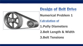 Machine Design  Numerical Problem 41  Calculation of Pulley Diameter Belt Tensions amp Belt Width [upl. by Alaehs636]