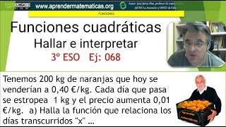 Interpretar funciones cuadráticas Vender naranjas 4 ESO 07 109 José Jaime Mas [upl. by Ateerys373]