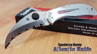 SPYDERCO HARPY LOCKBACK VG10 STAINLESS HAWKBILL FOLDING SERRATED BLADE KNIFE 8S [upl. by Lledo]