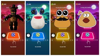 Freddy 🆚 Pou Koplo 🆚 Boss Pou 🆚 Baby Pou 🎶 Tiles Hop Edm Rush Game 🎮 Who is Best [upl. by Tai712]