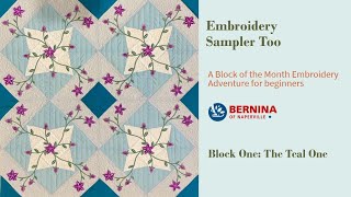 Embroidery Sampler Too Introduction and Block 1  The Teal One [upl. by Lombardi]