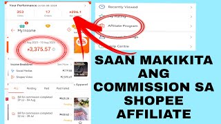 SAAN MAKIKITA ANG COMMISSION SA SHOPEE AFFILIATE [upl. by Hulburt]