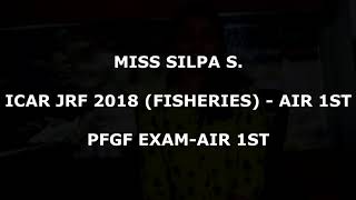 Interview of ICAR  JRF 2018 All India rank 1st Ms Silpa S cife [upl. by Dorita923]