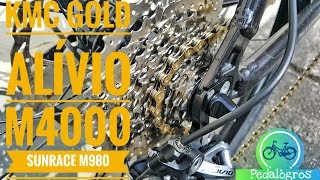 Review  Upgrade de Altus M370 pra Alívio M4000 M4060  Sunrace M980  KMC TiN 9V Gold [upl. by Ylloh]