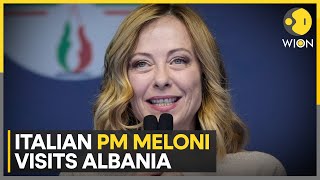 Italys Meloni visit Albania Italyrun immigrant detention camp on agenda  WION [upl. by Ocirederf]