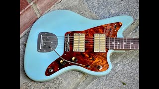 Waterslide Guitars Offset Sonic Blue wMojo Dual Foil Pickups Descendant Vibrato amp StayTrem Bridge [upl. by Ydnil]