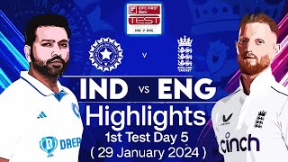 ind vs eng 1st test day 5 highlights 2024 india vs england 1st test day 5 highlights 2024 ind vs eng [upl. by Shutz]