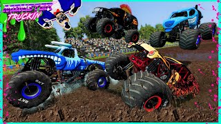 Monster Jam INSANE Racing Freestyle and Crashes 8  BeamNG Drive  Steel Titans [upl. by Aranahs]