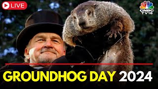 LIVE Groundhog Day 2024  Famous Groundhog Punxsutawney Phil  Punxsutawney Pennsylvania  IN18L [upl. by Born]