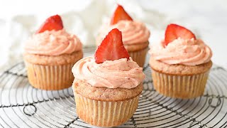 Strawberry Cupcake  Small Batch  4 cupcakes [upl. by Aehsan]