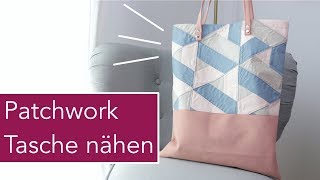 Patchwork Tasche mit Dreiecken und Kunstleder nähen [upl. by Drake]