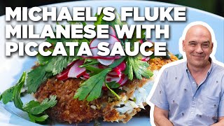 Michael Symons Fluke Milanese with Piccata Sauce  Symon Dinners Cooking Out  Food Network [upl. by Rolyak]