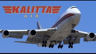 Inaugural Flight Kalitta Air Boeing 747400F Landing LAX RWY 24R [upl. by Thor]