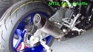 MT10 exhaust standard vs SC1 by SC Project [upl. by Aicinet]