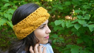 EASY KNITTING CABLEBRAIDED HEADBAND  CJ Design ♡ [upl. by Grochow]