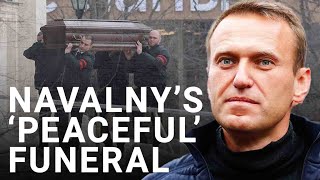 Thousands chant Alexei Navalnys name outside his funeral despite police presence [upl. by Ornas]