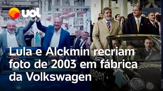 Lula e Alckmin recriam foto e ‘desfilam’ em carro da Volkswagen veja vídeo [upl. by Nosreg803]