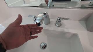 Moen Chateau Chrome Two Handle Low Arc Centerset Bathroom Faucet Review [upl. by Riegel283]