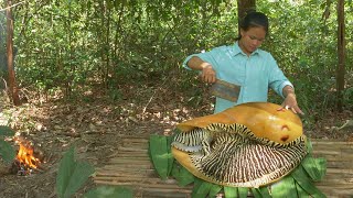 Monster Sea Snail Cooking In Rainforest  Giant Seafood Cooking Incredible [upl. by Haldas]