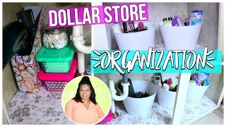 DOLLAR TREE ORGANIZATION TINY BATHROOM UNDER SINK CABINET  CLEAN  ORGANIZE WME [upl. by Ert]