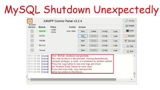 How to fix MySQL Shutdown Unexpectedly Error in Xampp Urdu Hindi [upl. by Atires516]