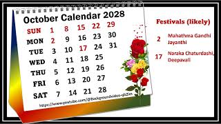 October Calendar 2028 octobercalender2028 [upl. by Hiroko]